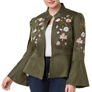 INC International Concepts Jacket Peplum Green